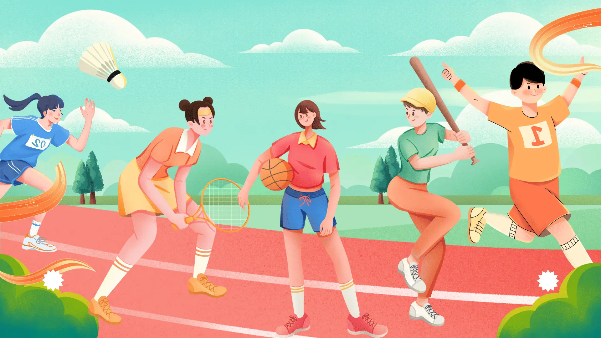 Green And Blue Illustrative Sport Presentation 1